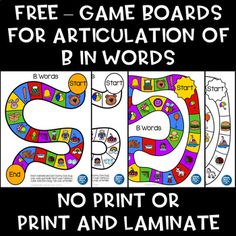 the free game board for articulation of b in words no print or print and laminate