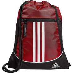 Easy Cinch Opening With Durable Cording Zippered Valuables Pocket To Hold Your Phone And Small Stuff Bold 3-Stripe Brand Adidas Adidas Backpack, Adidas Bags, Power Red, Adidas Classic, Casual Bottoms, Swimming Bag, Red Adidas, Black Backpack, School Backpacks