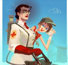 an animated image of a nurse and a child