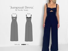 Jumpsuit Pattern | Bustier Dress Pattern | Party Wedding Dress Sewing Pattern | Maxi Dress | Underbust Cut Out | Detailed Sewing Tutorial | Instant Downloadable PDF | EU 32-46, US 02-16 | Weddings, Parties, & Summer Outings Make your own Bustier Jumpsuit with this elegant sewing pattern, perfect for creating a standout garment for weddings, parties, and summer outings. Featuring a unique under bust cut out detail, this pattern blends contemporary style with classic elegance.  The design accentua Bustier Dress Pattern, Wedding Dress Sewing Pattern, Designer Overalls, Wedding Dress Sewing, Wedding Dress Sewing Patterns, Jumpsuit Pattern Sewing, Party Wedding Dress, Sewing Wedding Dress, Wedding Dress Patterns