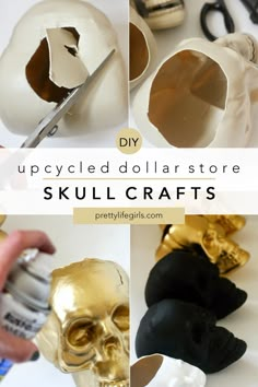 several different types of skull crafts with text overlay