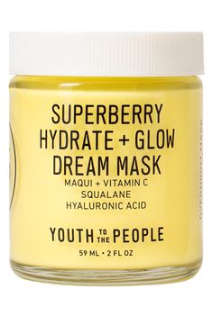 Free shipping and returns on Youth to the People Superberry Hydrate + Glow Dream Mask at Nordstrom.com. What it is: An overnight mask that deeply hydrates, plumps and brightens skin.Who it's for: All skin types.What it does: The mask is made with powerful, antioxidant-rich super berries and vitamin C. Four vital hydrators—squalane, hyaluronic acid, glycerin, and betaine—plump and seal in moisture to repair dehydrated skin. Antio Glowing Skin Overnight, Dream Mask, Overnight Face Mask, Youth To The People, Turmeric Face Mask, Skin Care Routine For 20s, Squalane Oil, Night Moisturizer, Overnight Mask