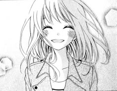 a drawing of a girl with long hair and a jacket over her shoulders, looking at the camera