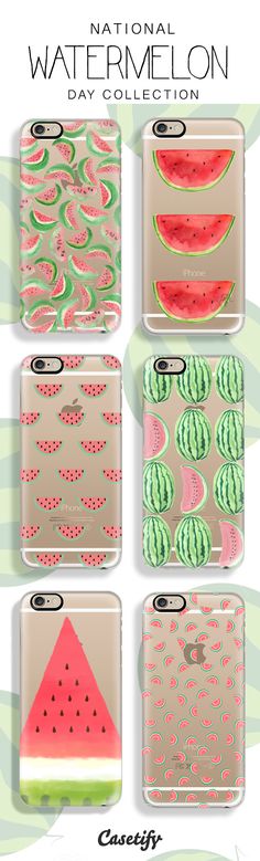 four cases with watermelon designs on them