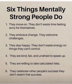 six things mentally strong people do