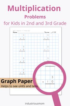 a book cover with a magnifying lens and the words graph paper help to see units and tens