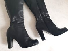 * Vintage women boots by FAITH * Black genuine leather * High heel * Made in Brazil Size - 5 / EU 38 Circumference at the top - Height - Heel height -  You can also check other items from my shop: https://www.etsy.com/shop/FadoVintageShop Thank you for visiting my shop ! Pretty Journals, Leather Jacket Outfits, Leather Boots Women, Vintage Boots, Leather High Heels, Women Boots, Made In Brazil, Vintage Women, Twisted Wonderland