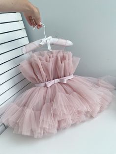 Baby Girl Dusty Pink Dress - Etsy Bulgaria Pink Tulle Dress With Bow, Cute Pink Dress With Ruffled Skirt, Elegant Dress With Pink Bow For Dress-up, Elegant Pink Tutu Dress With Bow, Pink Tulle Tutu Dress, Pink Princess Dress With Ruffled Skirt, Cute Pink Tutu Dress With Bow, Elegant Pink Tutu Dress With Tulle Skirt, Elegant Pink Tulle Tutu Dress