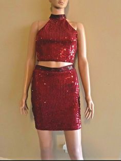 Haute Monde Sequin 2 piece  Party Top and Skirt New These Beautiful Sequin Red 2 piece for Party/Cocktail will make you look so sexy,pretty and make you shine.The Top neck so beautiful sparkle in Red Crystals sequins and the waist too.Red Sequins all over the top and skirts as you see in the Photos. Color Red Small  Elastic waist Top button closure  Turtle Neck/Sleeveless Stretch Material Polyester Feel free to message us if you have any questions about  the product. Please visit my store to see Turtle Neck Sleeveless, Top And Skirt, Red Skirts, Red Crystals, Party Tops, Over The Top, So Beautiful, Cocktail Party, Cute Dresses