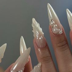 Amy | Gel X Educator & Mentor 🇨🇦 on Instagram: "pearl mania 🐚✨  #stilettonails #gelxnails #gelnailsdesign #pearlnails #pinterestnails #longnails #elegantnails #nails2inspire #chromenails" Cute Nails Pearls, Gel X Nail Inspiration, Pearl Gel X Nails, Pearl Stiletto Nails, 3d Pearl Nails, Pearl Shell Nails, Nail Pearl Design, White Pearl Nails Design, Long Gel X Nail Ideas