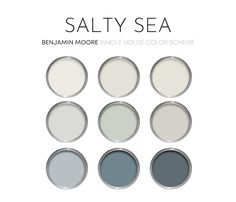 six different shades of paint with the words salty sea on them