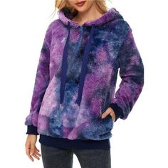 New Product -100% Polyester -Material: Super Soft And Fuzzy Sherpa Fleece Material, This Sherpa Pullover Will Definitely Keep You Warm All Day. Oversized Sweatshirts For Women In Soft Fuzzy Fabric, Breathable, Cozy, Comfortable. -Design: This Loose Pullover Hoodie Has 1/4 Zip Up Collar And Drawstrings, 2 Warm Side Pockets And Adjustable Elastic Waist That Makes It So You Can Adjust The Fit. -Fashion: Easy To Pair With Boots, Skinny Leggings, Jeans For A Stylish Looking In Spring, Autumn And Wint Fuzzy Hoodie, Oversized Pockets, Valentines Lingerie, Sweatshirts For Women, Sherpa Pullover, Purple Tie Dye, Loose Pullover, Purple Tie, Sports Hoodies