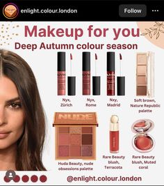 #makeup #beauty #makeupartist #fashion #mua #love #makeuptutorial #photography #beautiful #instagood #model #like #instagram #style #follow #skincare #makeuplover #photooftheday #girl #art #makeupaddict #cute #selfie #hair #maquiagem #makeuplooks #photo #picoftheday #bhfyp #me Deep Autumn Eye Makeup, Autumn Deep Makeup, Dark Autumn Summer Wardrobe, Deep Autumn Makeup Products, Dark Autumn Makeup Products, Warm Fall Makeup, Deep Autumn Blush, Dark Autumn Blush, Warm Autumn Makeup Looks