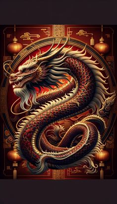 a painting of a dragon on a black background