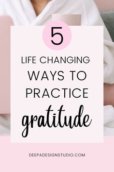 a woman sitting on a couch holding a laptop with the text 5 life changing ways to practice