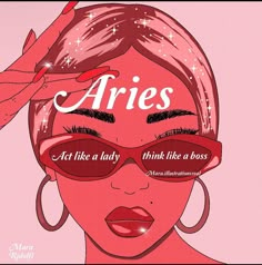 an advertisement for aries featuring a woman's face with red sunglasses and stars on her head