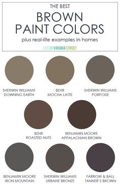 the best brown paint colors for walls and floors in different shades, from dark to light