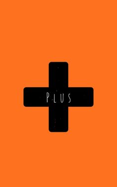 an orange and black cross with the word plus on it's center, in front of an orange background