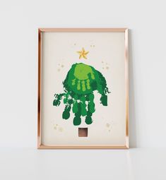 a painting of a green monster with stars on it's head and hands in the shape of a tree