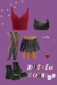 Inspo for Olivia Rodrigos GUTS World Tour!! Very cute and so Olivia coded! Click my pin for these cute staples (not the right product image but will lead to options for these specific items!) 💜 #ad #OliviaRodrigo #GUTS #gutstour #fashion #outfits #styleguide #outfitidea #concert #concertoutfits #sour Olivia Rodrigo Outfits Sour, Olivia Rodrigo Fashion, Tour Outfits, World Tour, Style Guides