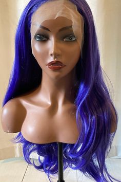 Purple Synthetic Hair Wigs Long Straight Hair Natural Dark Purple Color Wig | Lavish Lace Wigs