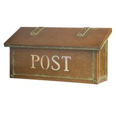 an old fashioned mailbox with the word post painted on it