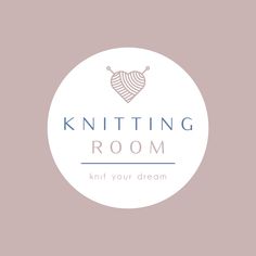 the knitting room logo on a pink background