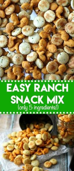 an easy ranch snack mix is made with only 5 ingredients