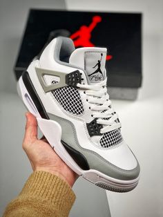 Air Jordan 4 ” Military Black” White/Black-Neutral GreyWalk the talk and make a statement with our top-quality Sneakers. Shop now and step up your shoe game!Please carefully choosing the size number according the size chart as we CAN NOT offer return or refund if you choose a wrong size.The product need 3-5 business days to check the quality before shipping.Our High Quality Shoes models are various, please contact to our support to ask for the model you need.Because each device displays a different color. Therefore, the actual color of the item may not be 100% the same as the one shown on the screen of your device. Air Jordan 4 Military Black, 4s Jordans, Air Jordan Iv, Jordan 4 Black, Jordan 4s, Black Jordans, Air Jordan Sneakers, Jordan 4 Retro, Air Jordan 4