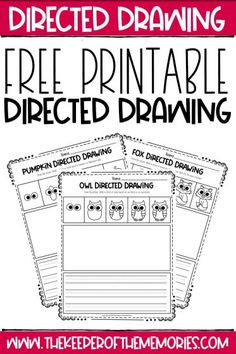 three free printable directed drawing worksheets for kids to practice their handwriting skills