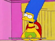 the simpsons with blue hair is talking to someone