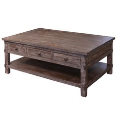 an old wooden table with two drawers