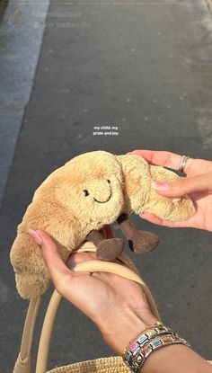 a person holding a teddy bear in their hand