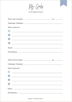 a printable worksheet with the words, what i want to achieve