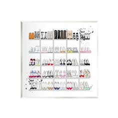 a shoe rack with many pairs of shoes hanging on it's sides and the bottom shelf