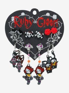 Ruby Gloom Mushroom Earring Set | Hot Topic Weirdcore Jewelry, Nostalgia Nails, Doom Kitty, Mushroom Earring, Types Of Goth, Crazy Earrings, 2000s Goth, Ruby Gloom, Hot Topic Jewelry