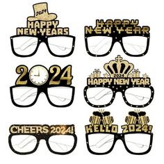 glasses with happy new year and numbers on them