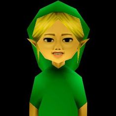 a cartoon character with blonde hair wearing a green outfit