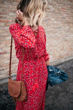 Spring Trends That Won’t Break The Bank | my kind of sweet | #ad | spring style | casual style | women's fashion | what to wear for spring | spring outfit ideas | floral maxi dress | denim jacket #style #fashion Red Blouse Outfit Casual, Red Blouse Outfit, Blouse Outfit Casual, Spring Styles, Denim Jacket With Dress, Chique Outfits, Spring Fashion Casual, Dresses Style, Fashion Blogger Style