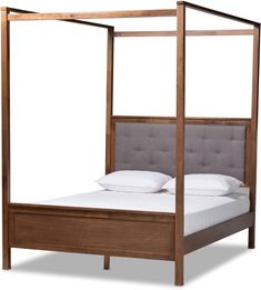 the measurements for a four poster bed frame and headboard are shown in this image