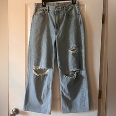 Devon Crop Wide Leg Jeans Light Blue Ripped At Knees Nwt Crop Wide Leg Jeans, Rip Jeans, Jeans Light Blue, Cropped Wide Leg Jeans, Jeans Light, Jeans Color, Ripped Jeans, Colored Jeans, Wide Leg Jeans