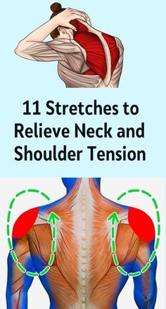 11 Stretches to Relieve Neck and Shoulder Tension Neck And Shoulder Exercises, Shoulder Stretches, Tight Shoulders, Shoulder Tension, Shoulder Pain Relief, Neck Exercises, Stiff Neck, Muscle Pain Relief, Neck And Shoulder Pain