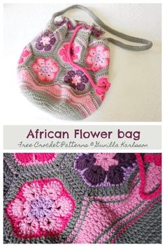 the crocheted purse is made with flowers