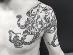 a man with an octopus tattoo on his chest