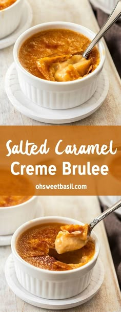 two bowls of salted caramel creme brulee