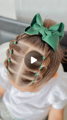 Simple Gymnastics Hairstyles, Toddler Cheer Hairstyles, Hair Ideas For Little Kids, Little Mermaid Hairstyles For Kids, Hairstyles For 6 Year Girl, Toddler Hairstyles With Bow, Easy Kindergarten Hairstyles, Big Bow Hairstyle For Kids, Toddler Holiday Hairstyles