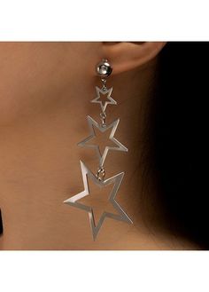 Color:Silvery White;Package Contents:1 Pair X Earrings;Occasion:Work; Star Jewellery, Movie Ideas, Silver Star Earrings, Cheap Earrings, Alloy Earrings, Five Pointed Star, Star Earrings Stud, Accessories Ideas, White Star