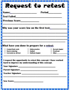 a request form with the words request to test written in blue and white on it