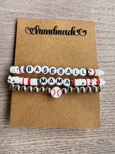 Mama Mini Bracelet, Baseball Mom Bracelet Stack, Sports Mom Bracelet, Fun Clay Bead Bracelet Ideas, Diy Crafts To Sell Easy Extra Money, Adjustable Stackable Bracelets For Birthday, Adjustable Stackable Beaded Bracelets For Birthday, Mama Clay Bead Bracelet, Adjustable Stackable Wristband As Gift