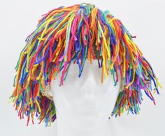 Yarn Wig for circus party props, Clown Hair for Halloween, or Funny Party Hat Clown Wig to add more vibrant colors to Costume Accessories  This crochet Yarn Wig for Toddlers, Kids, Women, or Men will be READY TO SHIP in 3 - 5 b.days  Get Loads of Laughs and Smiles with this Hilarious Clown Wig.     Great Wig for Birthday Parties, and Halloween, and the Perfect Wig to Put on a Great Show. Lots of beautiful colors, and totally fun! Perfect for your little one's photo shoot, or a birthday party. Ve Hair For Halloween, Clown Hair, Clown Wig, Bright Colors Fashion, Yarn Wig, Clown Halloween Costumes, Crochet Wig, Cat Lady Gift, Halloween Pins